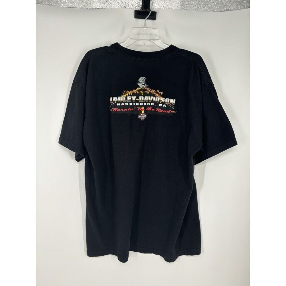 Vintage Y2K 00s Harley Davidson‎ Graphic Biker Fire Flame Burnin Up The Road 2XL
